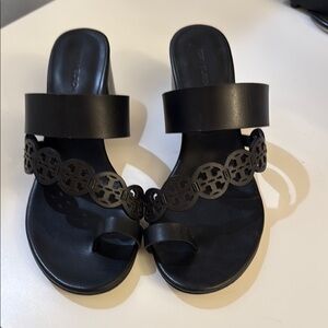 Tory Burch Black Laser-Cut Sandals